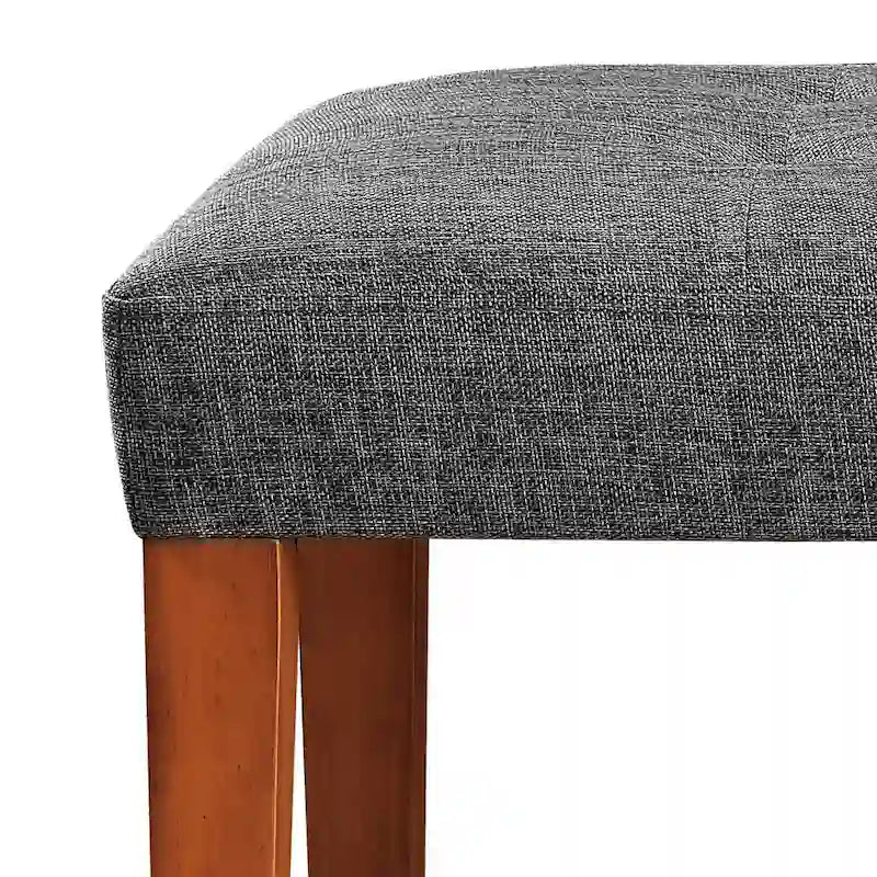 Upholstered Storage Bench with Tufted Cushion and Oak Finish Legs
