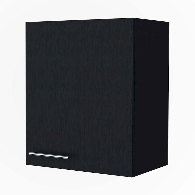 Black Single Door Wall Mounted Kitchen Storage Cabinet Modern Finish