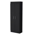 Freestanding Double Door Storage Pantry Cabinet with 5 Shelves Black White
