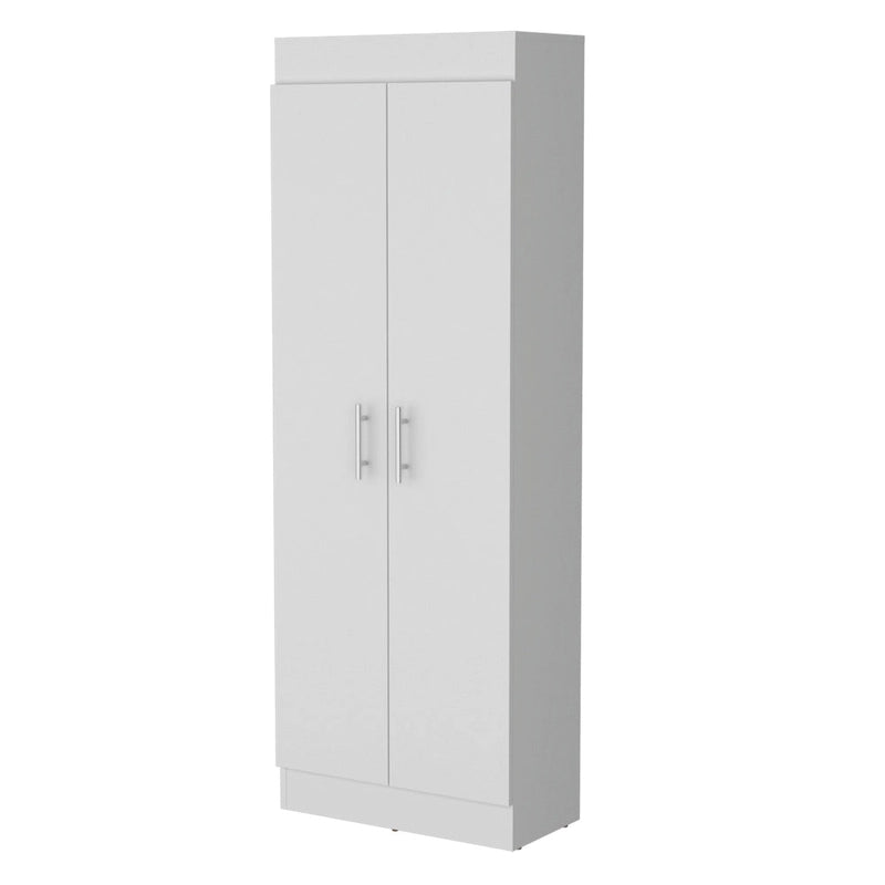 Freestanding Double Door Storage Pantry Cabinet with 5 Shelves Black White
