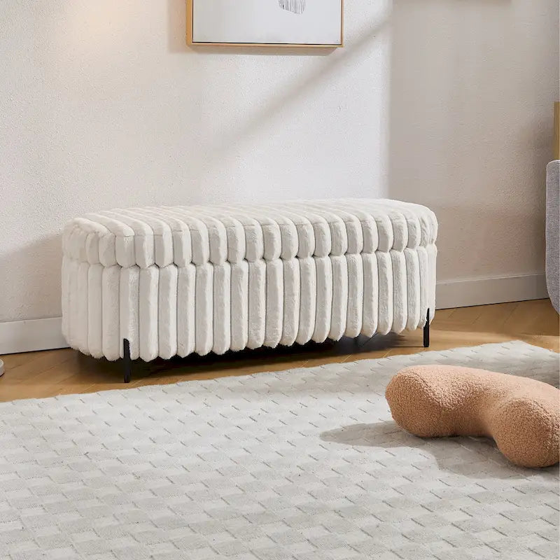 49.2W Oversized Storage Ottoman,Modern Footstool Bench with Metal Legs