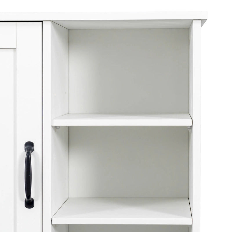 Freestanding Bathroom Storage Cabinet with Tilt-Out Hampers White