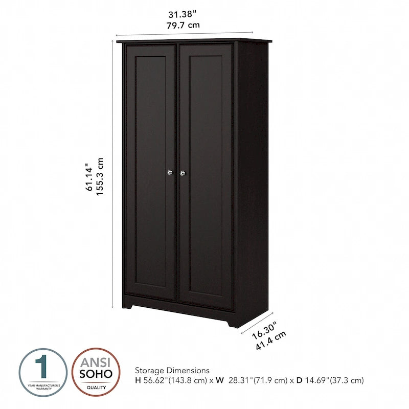 Meuble de rangement haut Cabot Espresso Oak avec portes – 31,38 long. x 16,30 larg. x 61,14 haut.