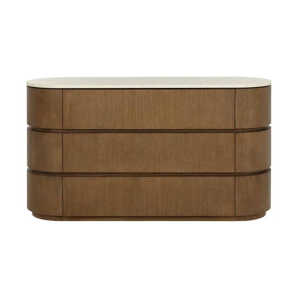 Commode sculpturale en marbre biologique avec rangements - Chambre à coucher | Finition polie