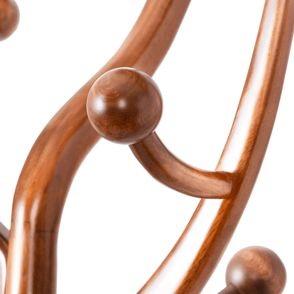 Porte-manteau sur pied en bois d'hévéa forme branche d'arbre avec 8 crochets - 24,5 L x 70,87 H