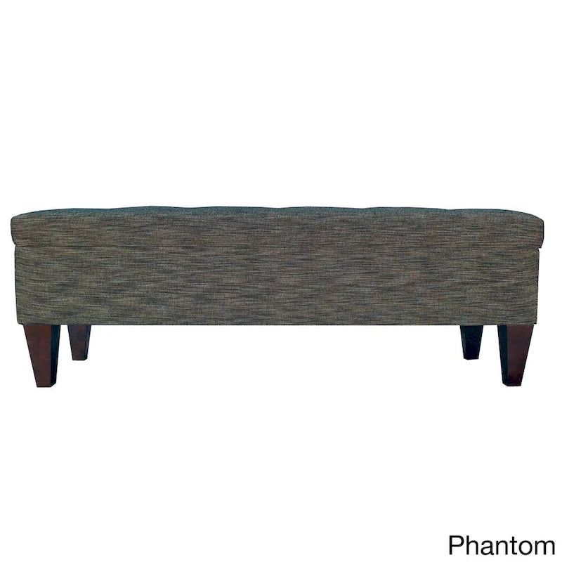Tufted Upholstered Storage Bench Ottoman with Button Detail Espresso Turquoise