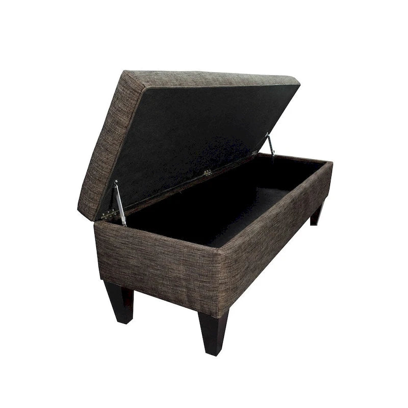 Tufted Upholstered Storage Bench Ottoman with Button Detail Espresso Turquoise