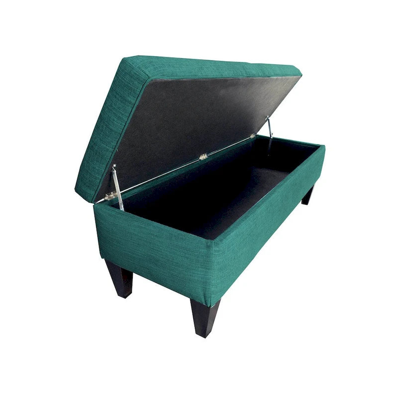 Tufted Upholstered Storage Bench Ottoman with Button Detail Espresso Turquoise