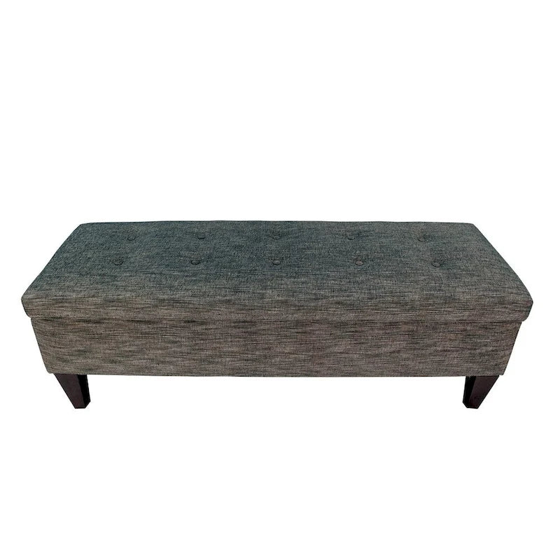 Tufted Upholstered Storage Bench Ottoman with Button Detail Espresso Turquoise