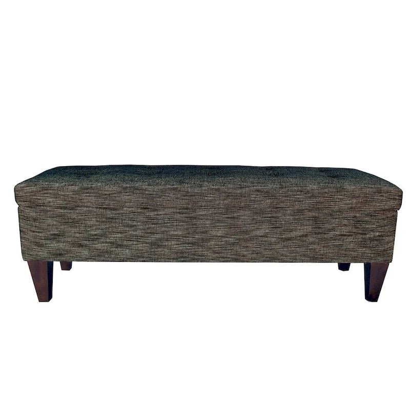 Tufted Upholstered Storage Bench Ottoman with Button Detail Espresso Turquoise