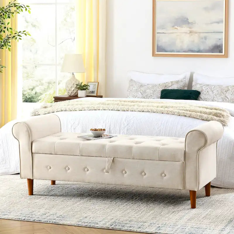 62 Bedroom tufted Button Storage Bench
