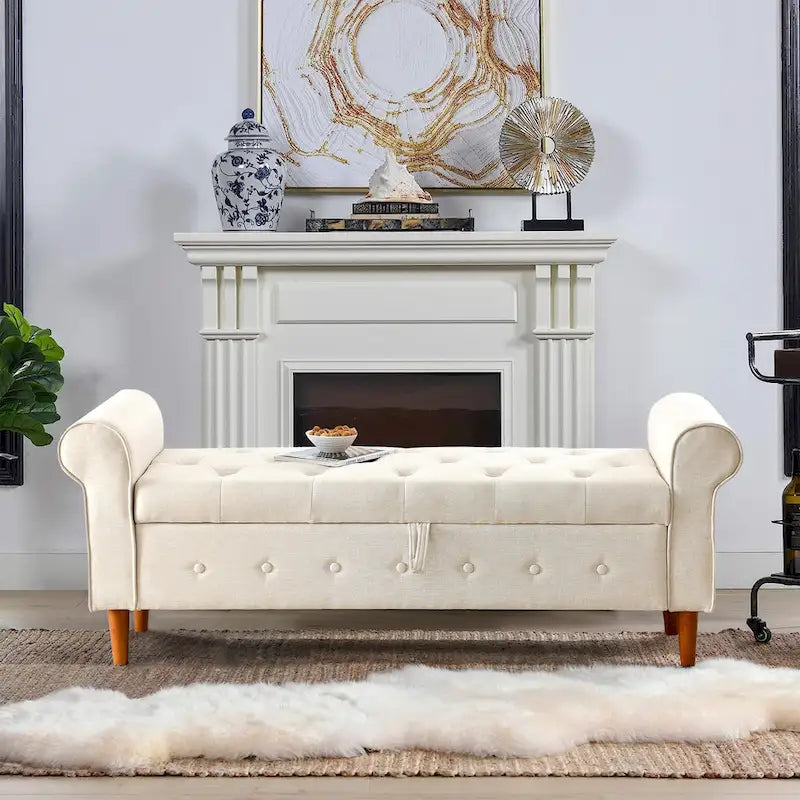 62 Bedroom tufted Button Storage Bench