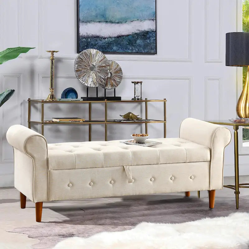 62 Bedroom tufted Button Storage Bench