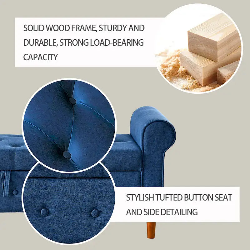 62 Bedroom tufted Button Storage Bench