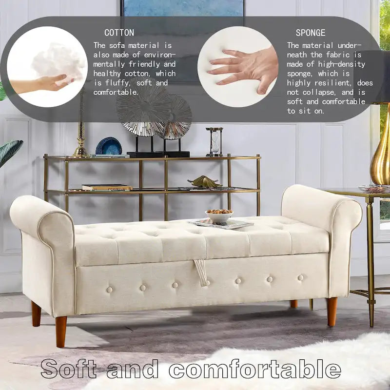 62 Bedroom tufted Button Storage Bench