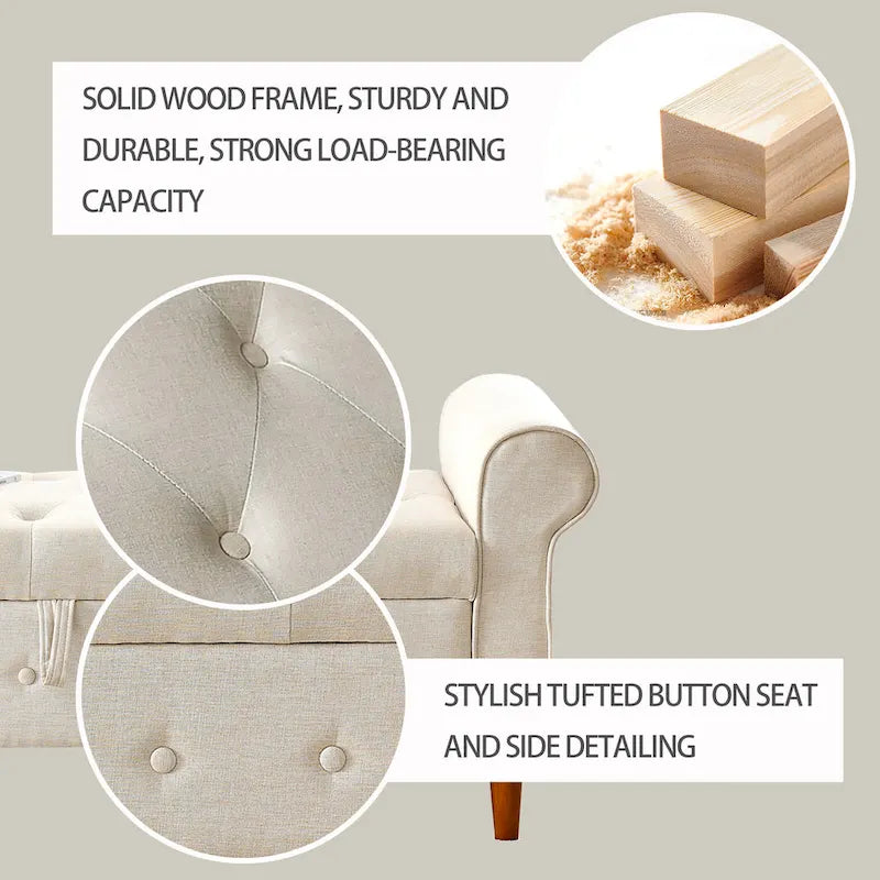 62 Bedroom tufted Button Storage Bench