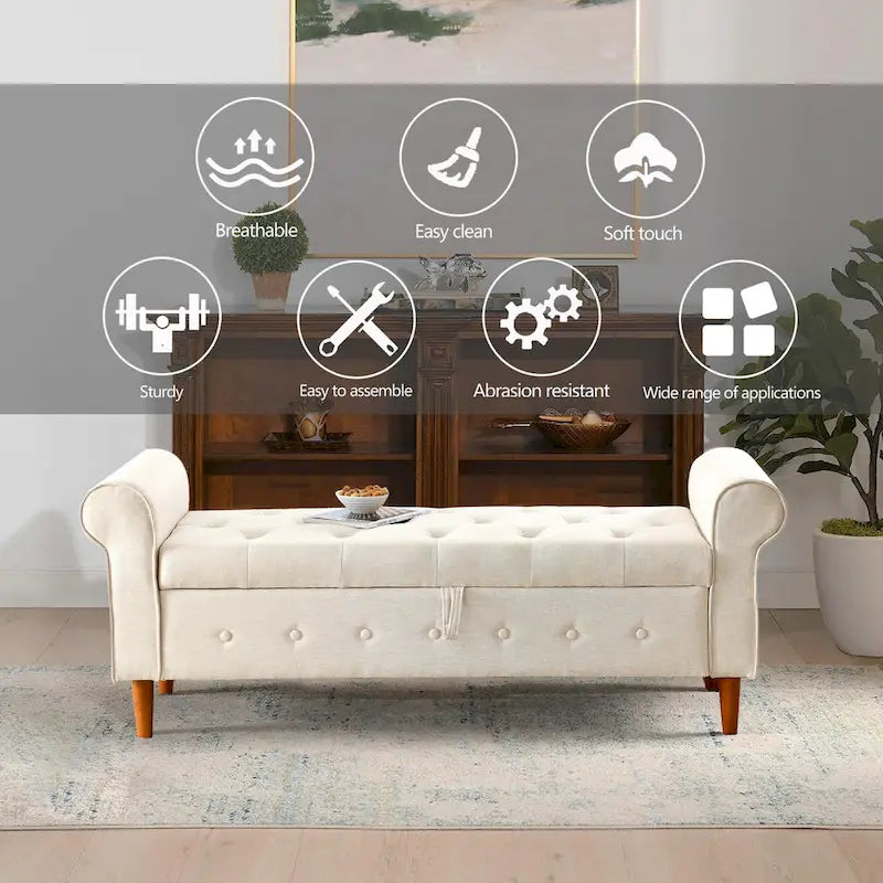 62 Bedroom tufted Button Storage Bench