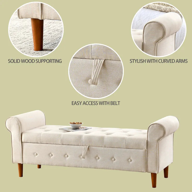 62 Bedroom tufted Button Storage Bench