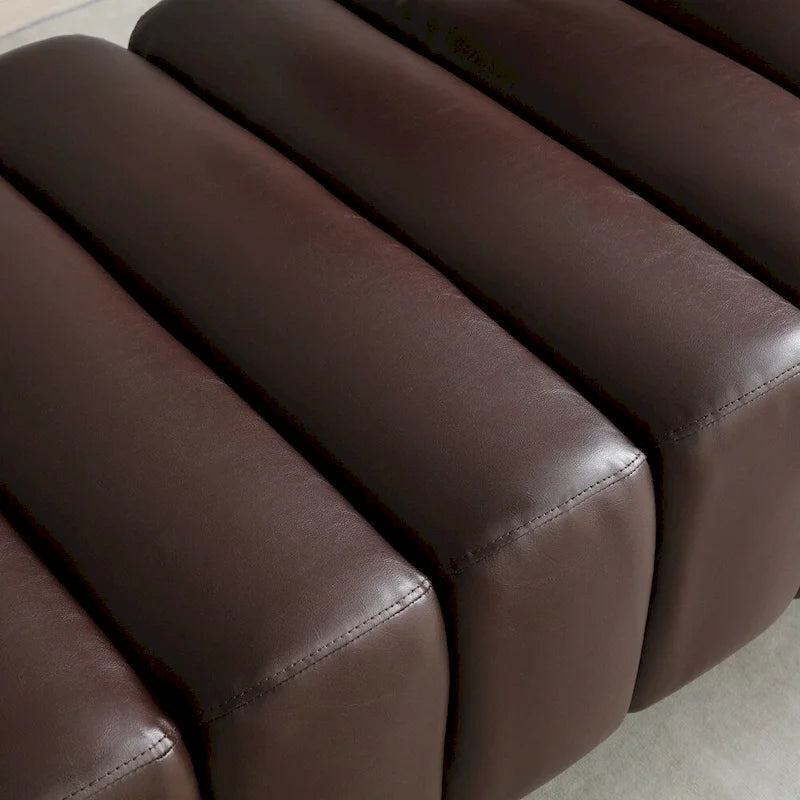 Channel Tufted Upholstered Bench with Adjustable Bolster and Gold Legs