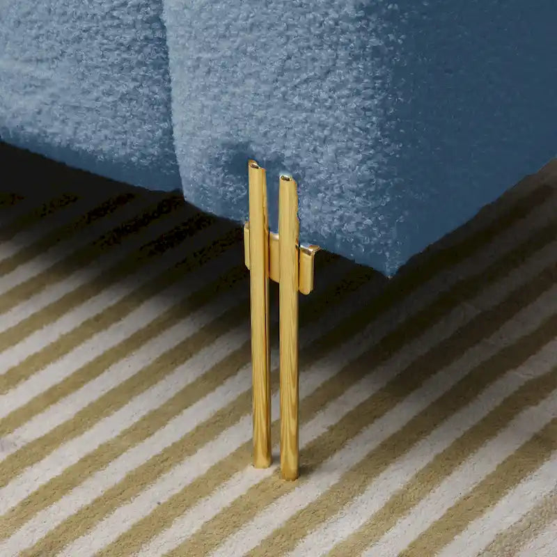 Channel Tufted Upholstered Bench with Adjustable Bolster and Gold Legs
