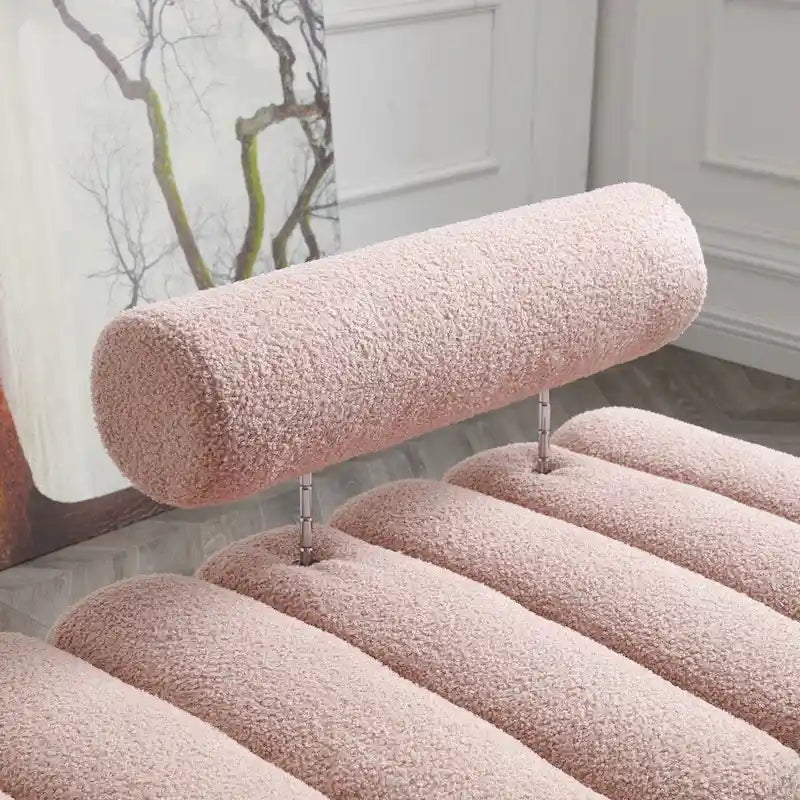 Channel Tufted Upholstered Bench with Adjustable Bolster and Gold Legs