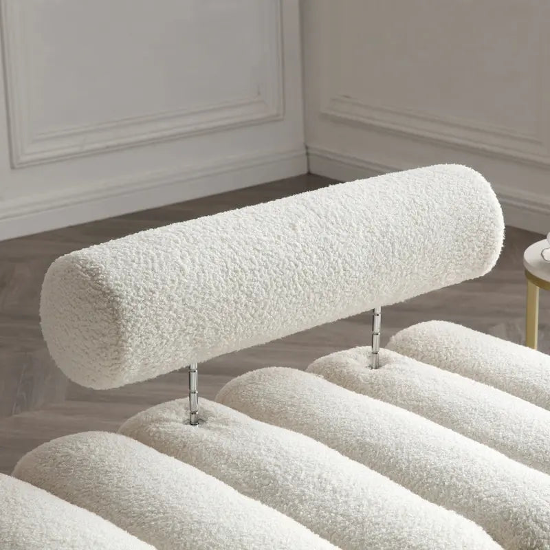Channel Tufted Upholstered Bench with Adjustable Bolster and Gold Legs
