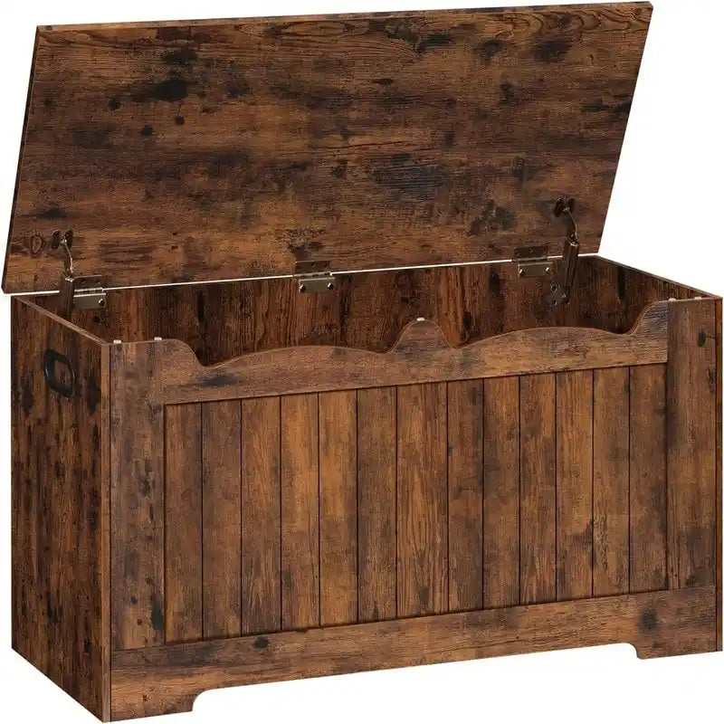 White Storage Bench with Flip-Top Lid and Safety Hinges