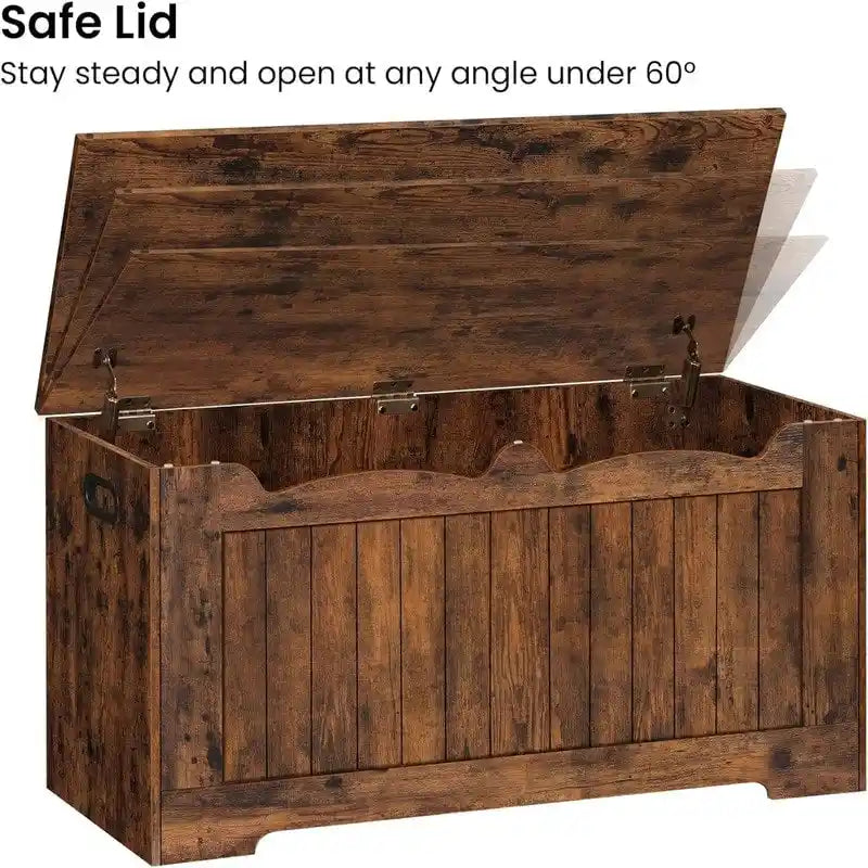 White Storage Bench with Flip-Top Lid and Safety Hinges