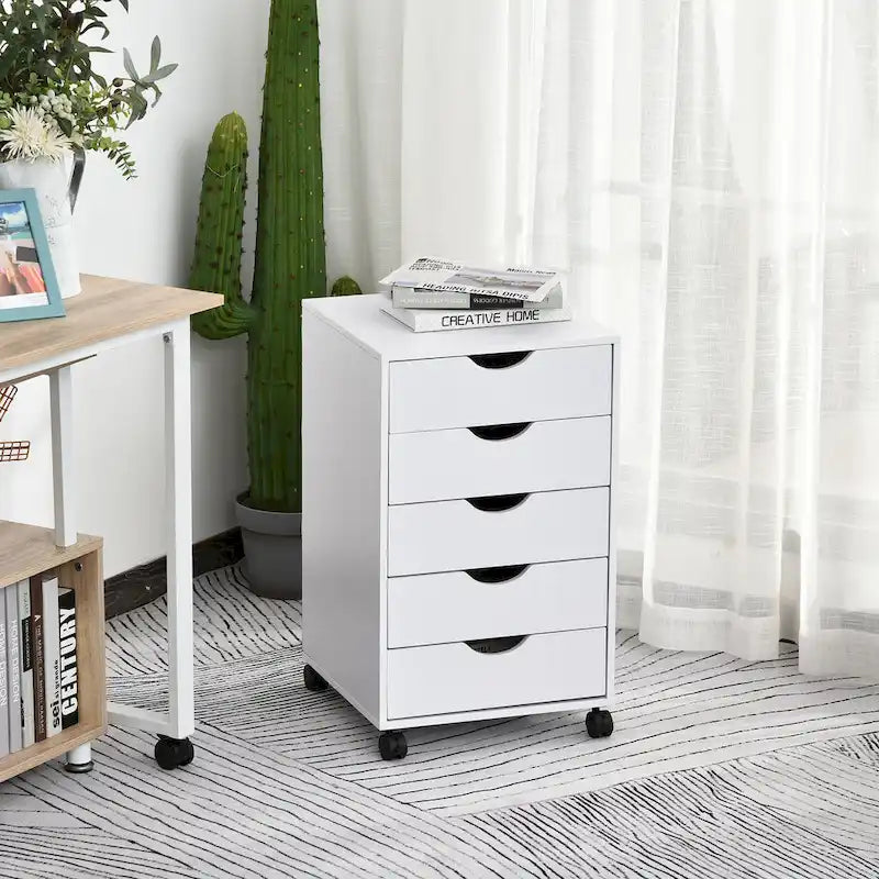 5-Drawer Rolling Storage Cabinet with Wheels and Smooth Glide Drawers