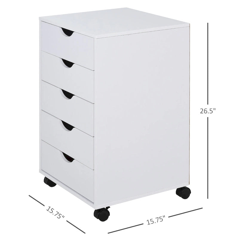 5-Drawer Rolling Storage Cabinet with Wheels and Smooth Glide Drawers