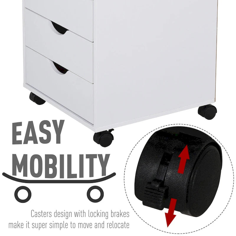 5-Drawer Rolling Storage Cabinet with Wheels and Smooth Glide Drawers