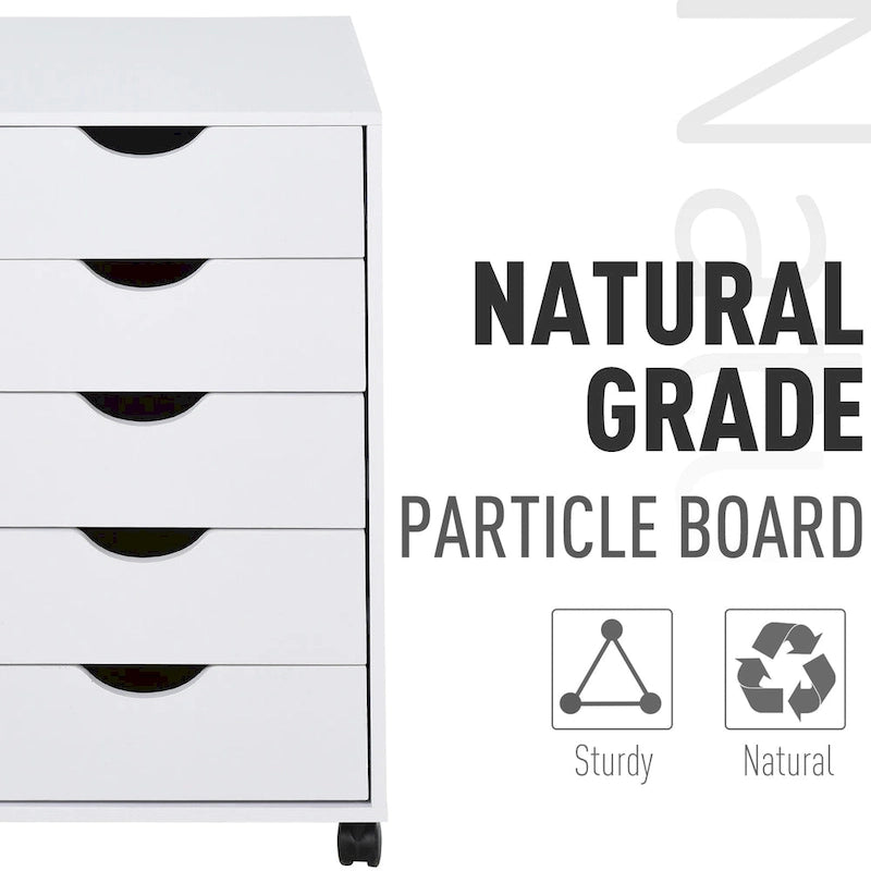 5-Drawer Rolling Storage Cabinet with Wheels and Smooth Glide Drawers