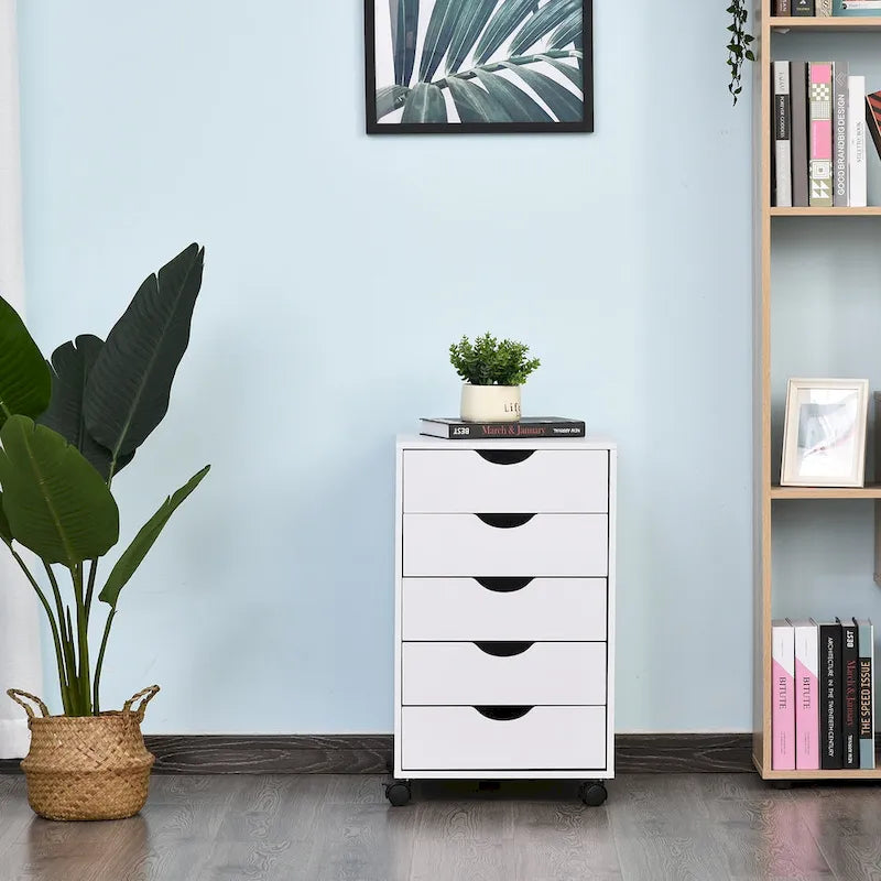 5-Drawer Rolling Storage Cabinet with Wheels and Smooth Glide Drawers
