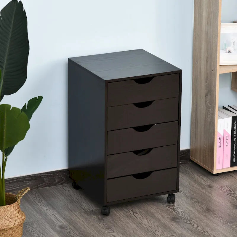 5-Drawer Rolling Storage Cabinet with Wheels and Smooth Glide Drawers