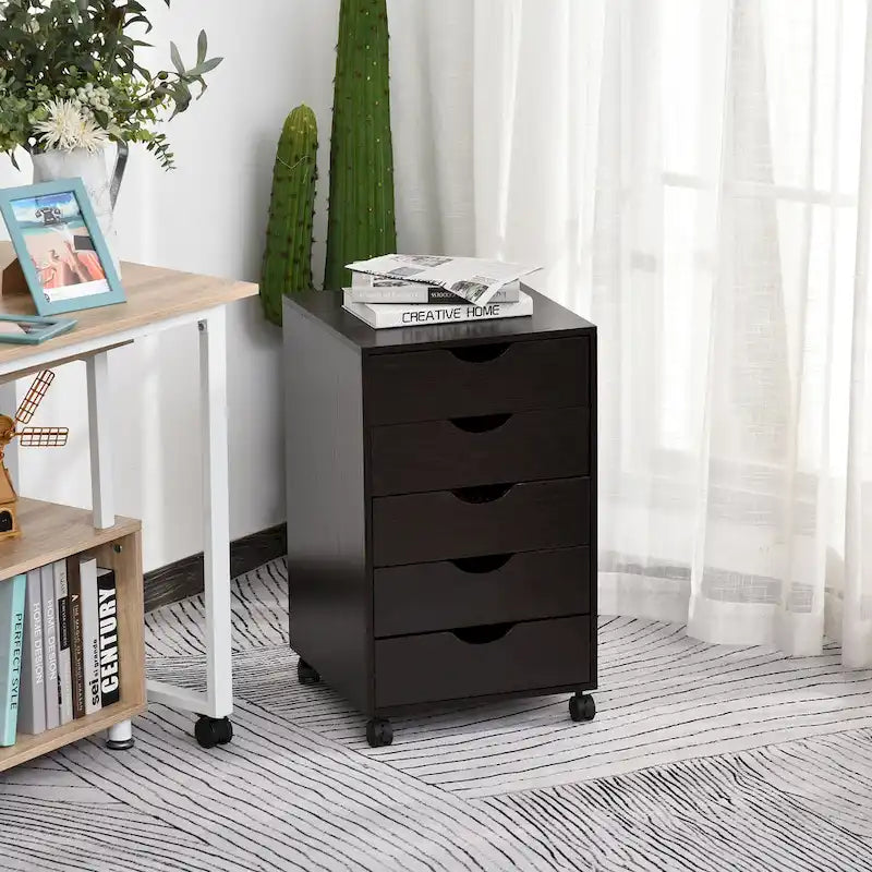 5-Drawer Rolling Storage Cabinet with Wheels and Smooth Glide Drawers