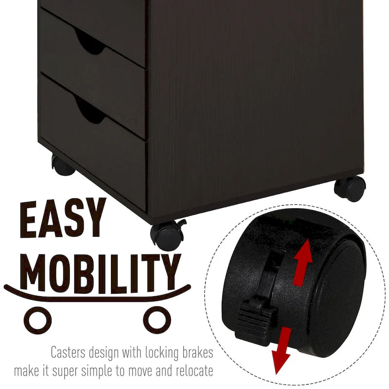 5-Drawer Rolling Storage Cabinet with Wheels and Smooth Glide Drawers