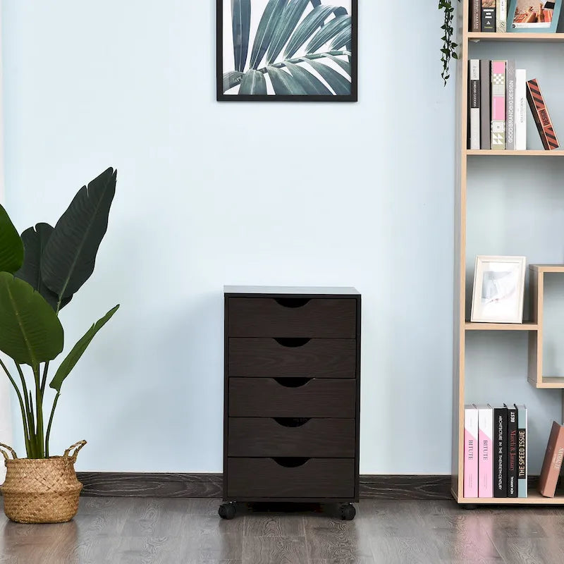 5-Drawer Rolling Storage Cabinet with Wheels and Smooth Glide Drawers