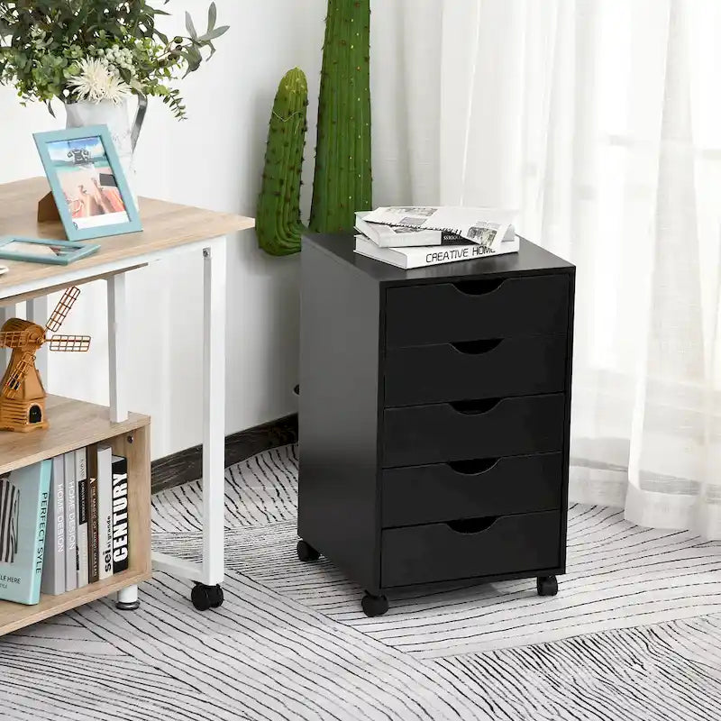 5-Drawer Rolling Storage Cabinet with Wheels and Smooth Glide Drawers