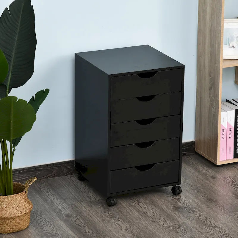 5-Drawer Rolling Storage Cabinet with Wheels and Smooth Glide Drawers