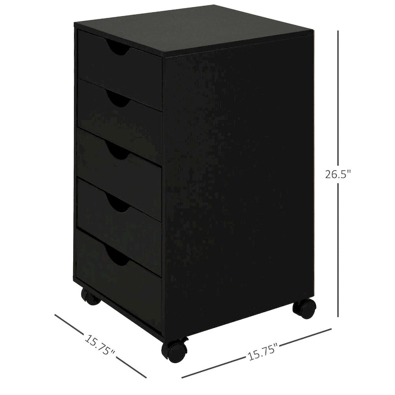5-Drawer Rolling Storage Cabinet with Wheels and Smooth Glide Drawers
