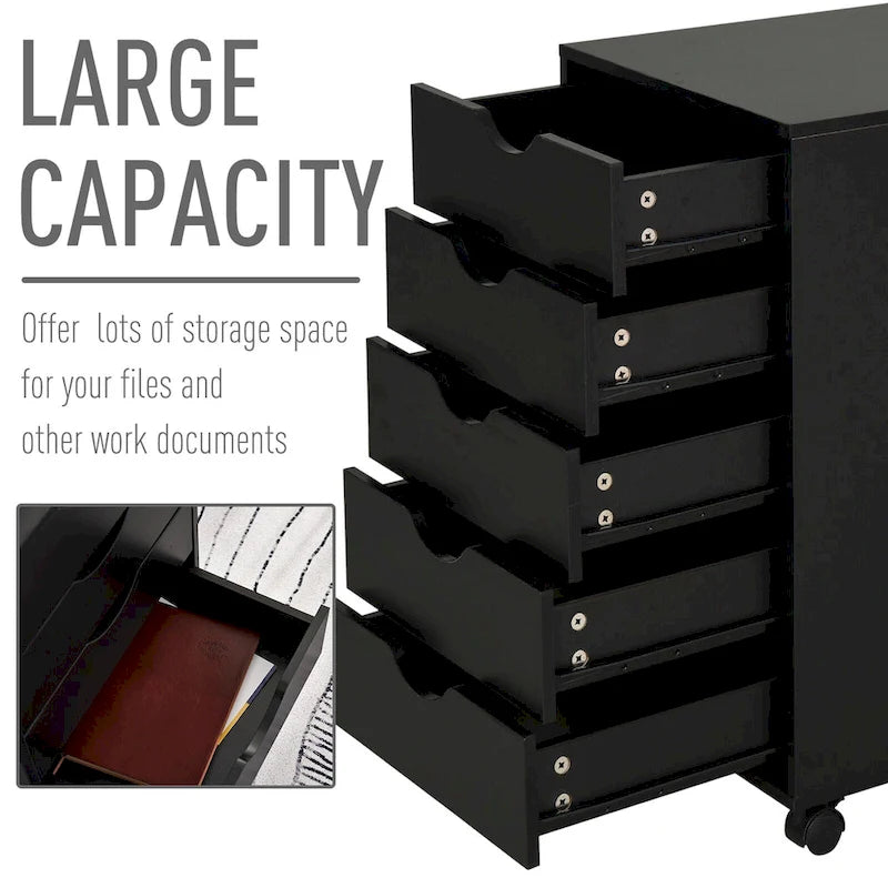 5-Drawer Rolling Storage Cabinet with Wheels and Smooth Glide Drawers