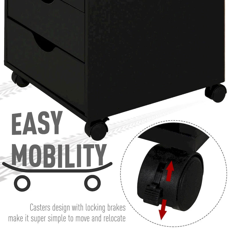 5-Drawer Rolling Storage Cabinet with Wheels and Smooth Glide Drawers