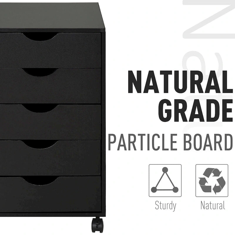 5-Drawer Rolling Storage Cabinet with Wheels and Smooth Glide Drawers
