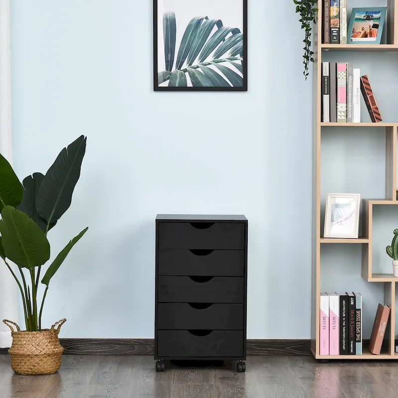 5-Drawer Rolling Storage Cabinet with Wheels and Smooth Glide Drawers