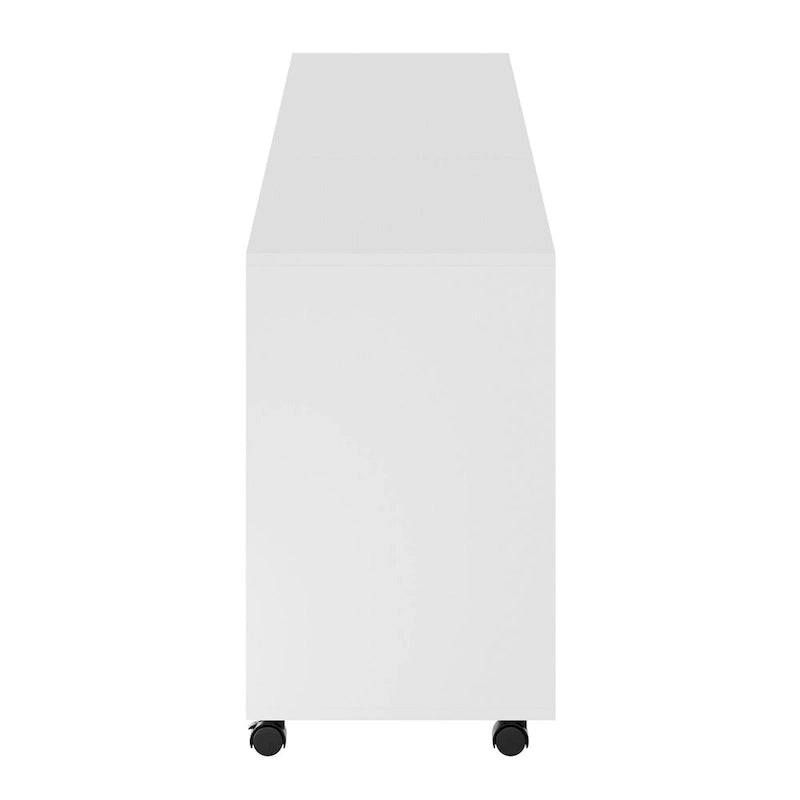 White Rolling Storage Cabinet with Drawers and Door, White