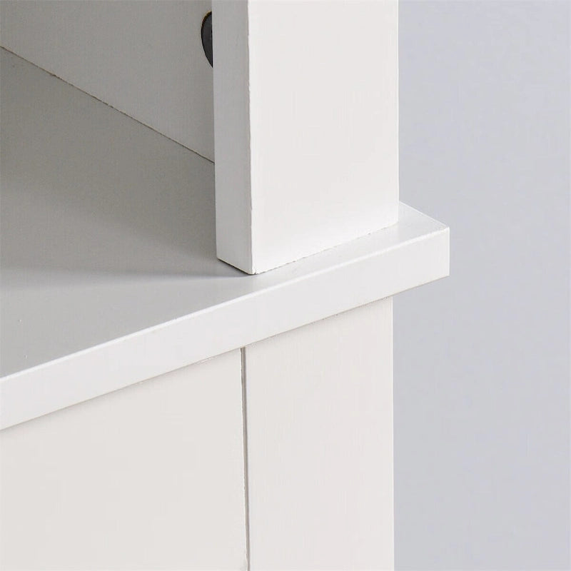 White Wood Over-The-Toilet Storage Cabinet with Adjustable Shelf and Doors