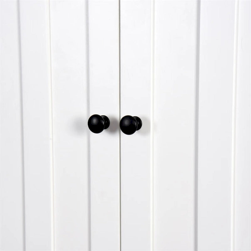 White Wood Over-The-Toilet Storage Cabinet with Adjustable Shelf and Doors