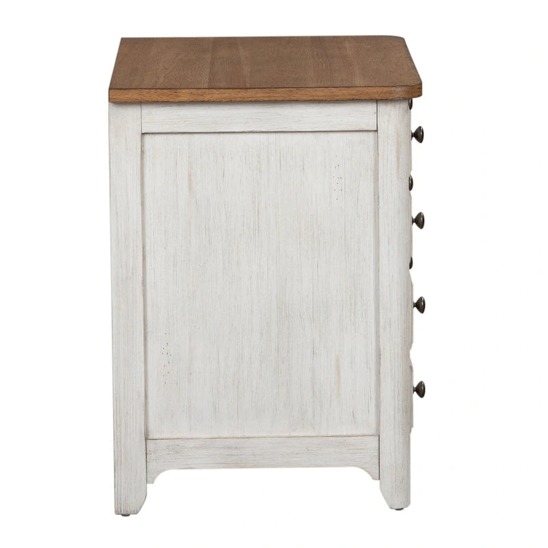 Antique White Two-Drawer Lateral File Cabinet with Chestnut Wood Top