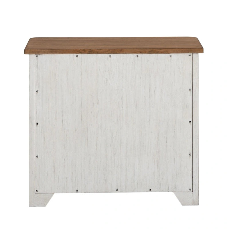 Antique White Two-Drawer Lateral File Cabinet with Chestnut Wood Top