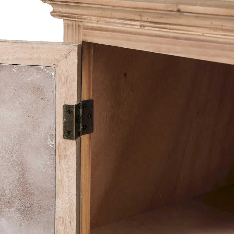Rustic Fir Wood Slim Storage Cabinet Distressed White Carved Door Natural